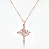 Divina Crown Cross Necklace (Rose Gold)